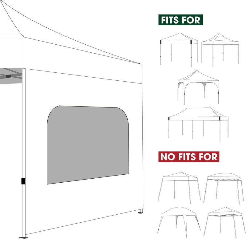 COOSHADE Instant SunWall 8x8 SideWall for Pop up Canopy Tent, 1 Pack Sidewall with Mesh Window Only, Black - Image 5